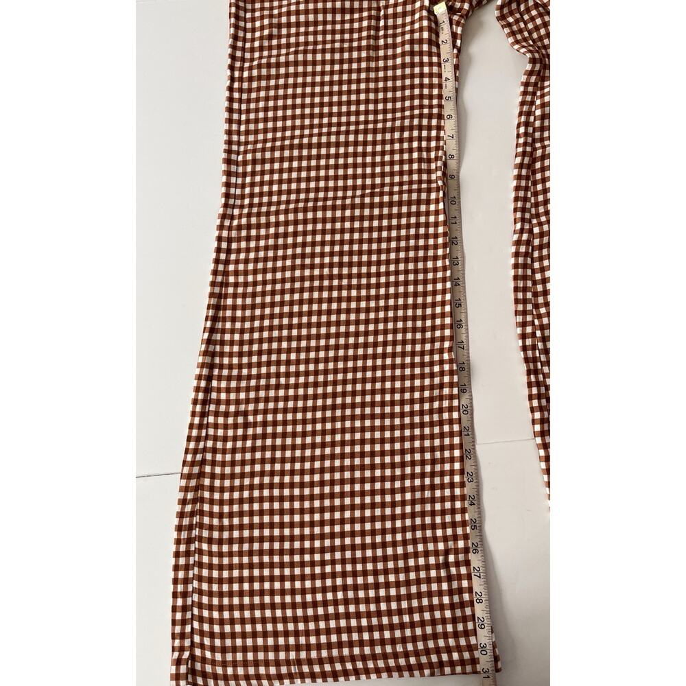 Reformation Sorrenti Wide Leg Pants Women Size 2 Chestnut Brown Check 90’s Y2K - Picture 8 of 12